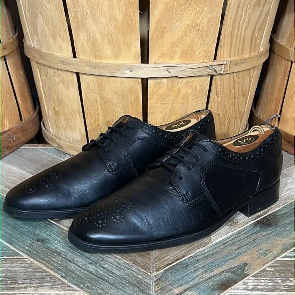 Clarks Kalden Edge Brogue Black Leather Derby Oxfords Shoes Mens Size 9